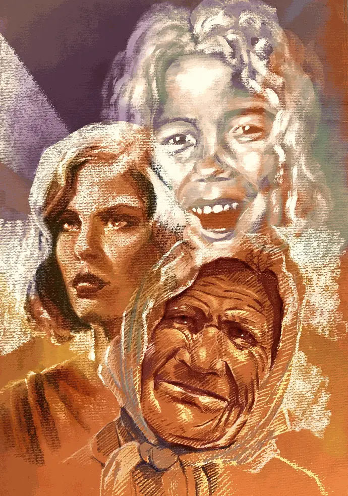 illustration portrait visage expression femme crayon gouache pastel