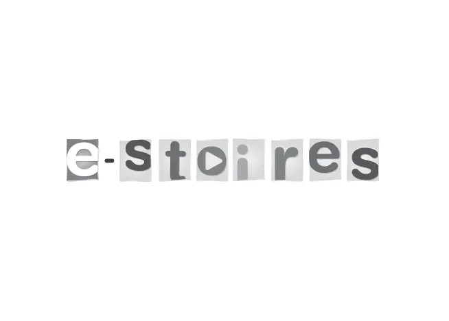 E-stoires : site web et application de bibliothèque numérique jeunesse (flipbook) client entreprise logotype estoires bibliothèque numérique